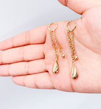 Load image into Gallery viewer, 18k Gold Filled Dangling Dual Tear Drop Earring
