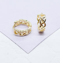 Load image into Gallery viewer, 18k Gold Filled Plain Braided Huggie Earring Available in 2 Sizes
