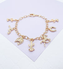 Load image into Gallery viewer, 18k Gold Filled “Wild West” Themed Charm Bracelet
