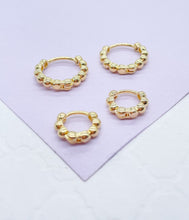 Load image into Gallery viewer, 18k Gold Filled Tiny 3mm Bead Clicker Hoop
