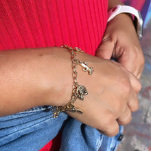 Load image into Gallery viewer, 18k Gold Filled “Wild West” Themed Charm Bracelet
