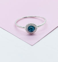 Load image into Gallery viewer, 925 Sterling Silver Plain Ring With Round Turquoise Stone
