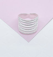 Load image into Gallery viewer, 9.25 Sterling Silver textured and smooth Multi Rowed Ring
