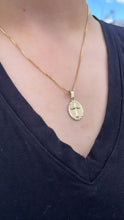 Load image into Gallery viewer, 18k Gold Filled Oval Shaped Medallion Pendant With Engraved Cross In Center

