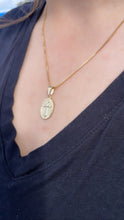 Load image into Gallery viewer, 18k Gold Filled Oval Shaped Medallion Pendant With Engraved Cross In Center
