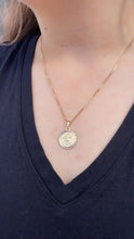 Load image into Gallery viewer, 18k Gold Filled Medallion Charm Pendant With engraved Angel in Center
