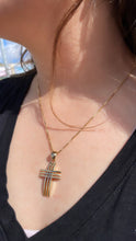 Load image into Gallery viewer, 18k Gold Filled 3 Rows Solid Dome Cross
