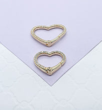 Load image into Gallery viewer, 18k Gold Filled Pave Heart Clasps
