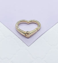Load image into Gallery viewer, 18k Gold Filled Pave Heart Clasps
