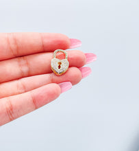Load image into Gallery viewer, 18k Gold Filled Pave Heart Lock Clasp
