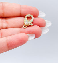 Load image into Gallery viewer, 18k Gold Filled Crab Claw Pave Clasp With Heart Detail
