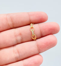 Load image into Gallery viewer, 18k Gold Filled Pave Link Ring with Smooth Band on Back
