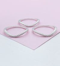 Load image into Gallery viewer, 925 Sterling Silver 3 Wavy Micro Pave Rings
