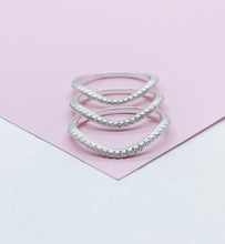 Load image into Gallery viewer, 925 Sterling Silver 3 Wavy Micro Pave Rings
