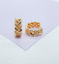 Load image into Gallery viewer, 18k Gold Filled Pave Beaded Huggie Earrings
