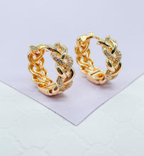 Load image into Gallery viewer, 18k Gold Filled Pave Beaded Huggie Earrings
