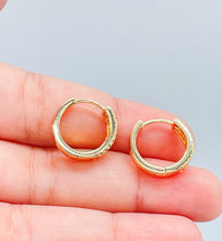 Load image into Gallery viewer, 18k Gold Filled Colorful Single Row Pave Huggie Hoop Earrings
