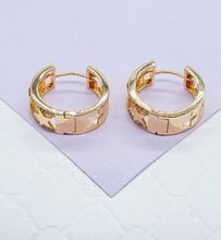 Load image into Gallery viewer, 18k Gold Filled Plain Star Huggie With Rows of CZ Stones
