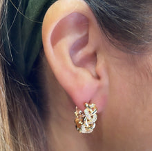 Load image into Gallery viewer, 18k Gold Filled Pave Beaded Huggie Earrings
