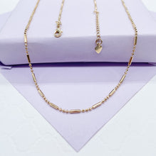 Load image into Gallery viewer, 18k Gold Filled Dainty 3-Bead patterned Dash Dot Chain
