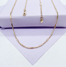 Load image into Gallery viewer, 18k Gold Filled Dainty 3-Bead patterned Dash Dot Chain
