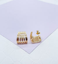 Load image into Gallery viewer, 18k Gold Filled Open Smooth Multi-Rowed Hoop Earrings
