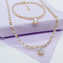 Load image into Gallery viewer, 18k Gold Filled Baguette &amp;Pear Shaped CZ Stone Set
