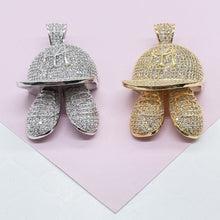 Load image into Gallery viewer, 18k Gold Filled Micro Pavê Large Baseball Cap with shoes Pendant
