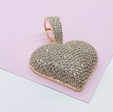 Load image into Gallery viewer, 18k Gold Filled CZ Pave Large Puffy Heart Charm Pendant
