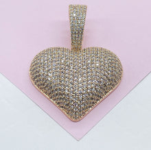 Load image into Gallery viewer, 18k Gold Filled CZ Pave Large Puffy Heart Charm Pendant
