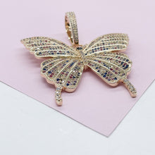 Load image into Gallery viewer, 18k Gold Filled Colorful CZ Pave Extra-Large Butterfly Pendant
