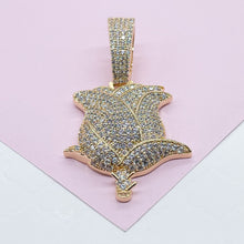 Load image into Gallery viewer, 18k Gold Filled Large White CZ Pave Rose Pendant
