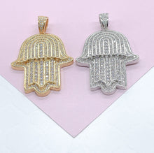 Load image into Gallery viewer, 18k Gold Filled Micro Pavê Zirconia Hamsa Charm Pendant
