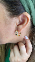 Load image into Gallery viewer, 18k Gold Filled Plain Star Huggie With Rows of CZ Stones
