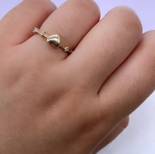 Load image into Gallery viewer, 18k Gold Filled Plain Heart Ring With CZ Stones on Ring Band
