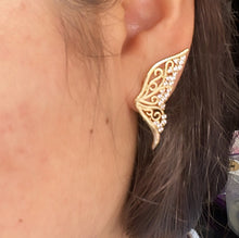 Load image into Gallery viewer, 18k Gold Filled Butterfly Earring With Zirconia Stones

