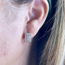 Load image into Gallery viewer, 18k Gold Filled Chubby Huggies With Rowed Pave Stones
