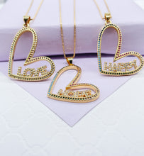 Load image into Gallery viewer, 18k Gold Filled Colorful Heart Necklaces With Love, Hope and Happy
