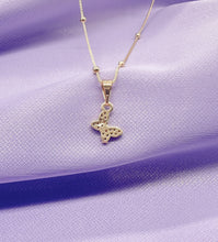 Load image into Gallery viewer, 18k Gold Filled Mini Pave Butterfly Pendant with Satelite Chain

