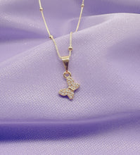 Load image into Gallery viewer, 18k Gold Filled Mini Pave Butterfly Pendant with Satelite Chain
