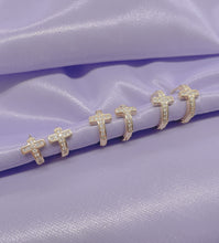 Load image into Gallery viewer, 18k Gold Filled Set of 3 Cross Huggie Earrings

