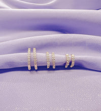 Load image into Gallery viewer, 18k Gold Filled Set of 3 Simple CZ stone Huggie Earrings
