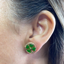Load image into Gallery viewer, 18k Gold Filled Green 4-Leaf Clover Stud Earring
