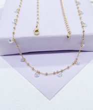 Load image into Gallery viewer, 18k Gold Filled Sophisticated Satellite Choker With Dangling CZ Stones
