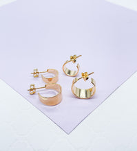 Load image into Gallery viewer, 18k Gold Filled Smooth C-Shaped Dainty Plain Hoop Earrings
