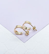Load image into Gallery viewer, 18k Gold Filled Smooth C-Shaped Dainty Plain Hoop Earrings
