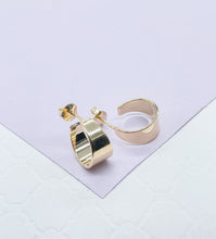 Load image into Gallery viewer, 18k Gold Filled Smooth C-Shaped Dainty Plain Hoop Earrings
