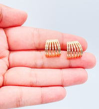 Load image into Gallery viewer, 18k Gold Filled Open Smooth Multi-Rowed Hoop Earrings
