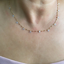 Load image into Gallery viewer, 18k Gold Filled Sophisticated Satellite Choker With Dangling CZ Stones
