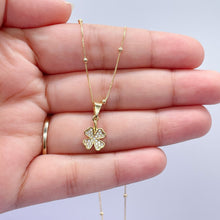 Load image into Gallery viewer, 18k Gold Filled Four Leaf Clover Pave Pendant
